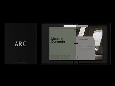 ARC by Stone – Brand & Product Book architectural book book design branding clean design folio book graphic design minimal moody paper print print design publication design texture utility