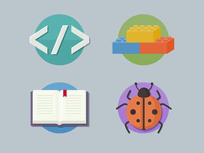 Flat Icons bugs build code docs flat icons illustrator vector