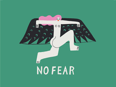 Leaping Into Greatness angel figurative hand drawn illustration inspirational lettering minimal no fear