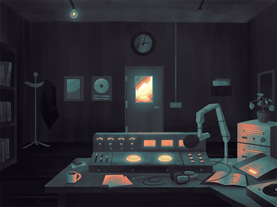 Radio Station illustration radio room