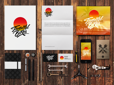 Tropikal Bikes Brand bike branding culture lettering surf tropical typography