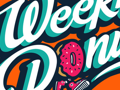 Weekly Donut character donut lettering script urban