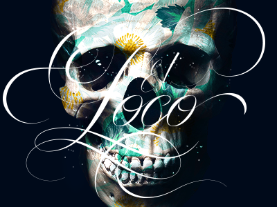 Wild Lettering crazy flower lettering loco script skull wild