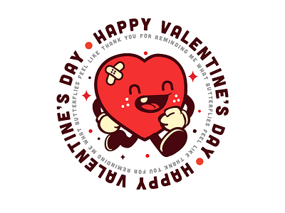 Happy Valentine's Day badge cupid fun happy heart love quote red run smile valentine