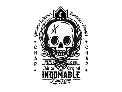 Chap Chap Liquor Bottle 2017 badge black brand classic dead indomable lettering liquor original skull