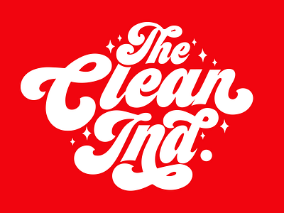 Logo The Clean Industry 70s clean ind lettering logo red script tci white
