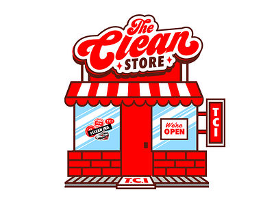 Clean Store kicks lettering logo open sneakers sticker store tci vector