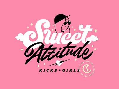 Sweet branding draw lettering logo pink sneakers tci type