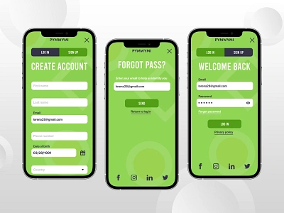 Log in/ Sign up for PYMWYMI (Put your money where your mouth is) app ui uiux ux design web website