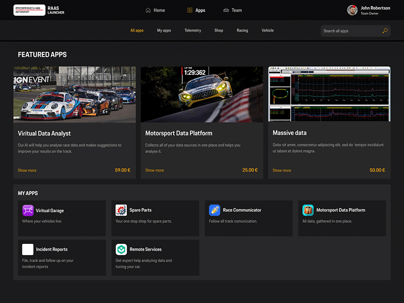 Race car dash branding car dashboard design ui ux website