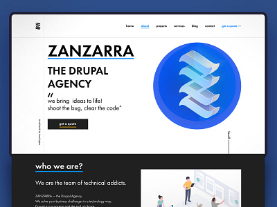 Zanzarra - the drupal agency website agency blue design designs drupal illustration isometric minimal simpledesign ui ux web website