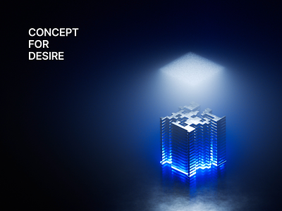 Cube Structure for Desire 2022 3d blender branding cyberpunk cycles dark design studio futuristic modelling neon nodes render sci-fi