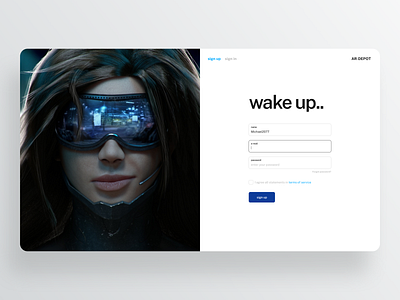 Daily UI — Sign Up ar concept cyberpunk daily ui games sign up technology ui vr web form