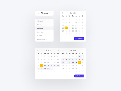Date Picker 2020 all time app calendar date datepicker days january light theme mobile app months period select period switcher this week ui ux weeks years