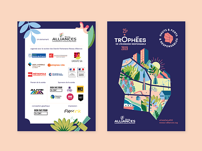 Trophées de la RSE identity design illustration invitation set logo vector