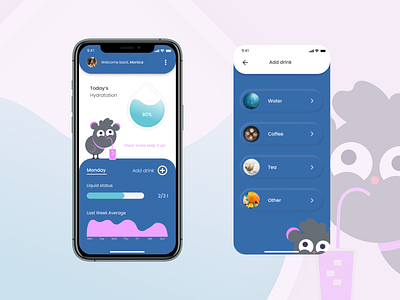 Hydratation App app design figma illustration interface mobile ui uiux