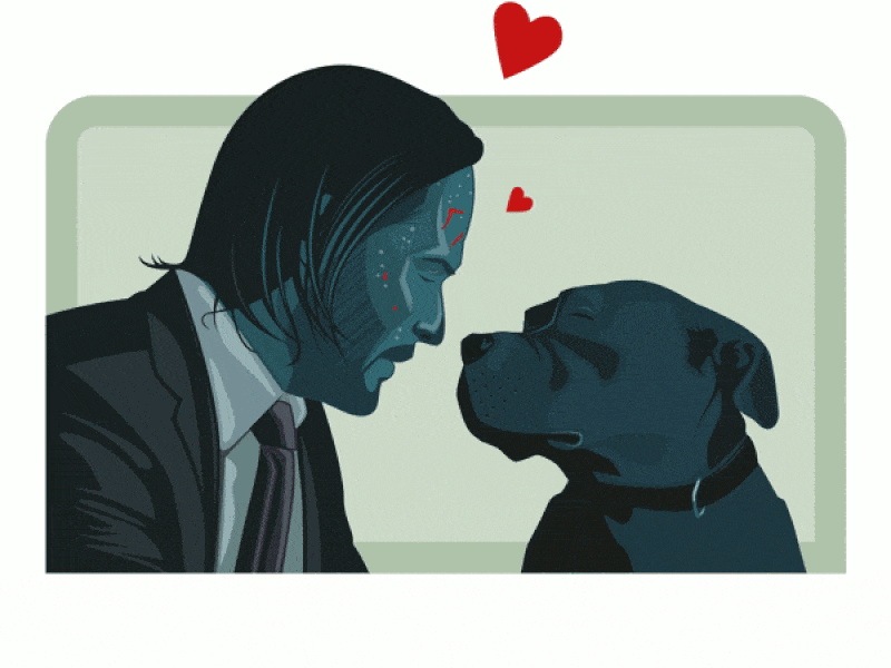 John Wick & His Pitbull...Boy animation character dog illustration