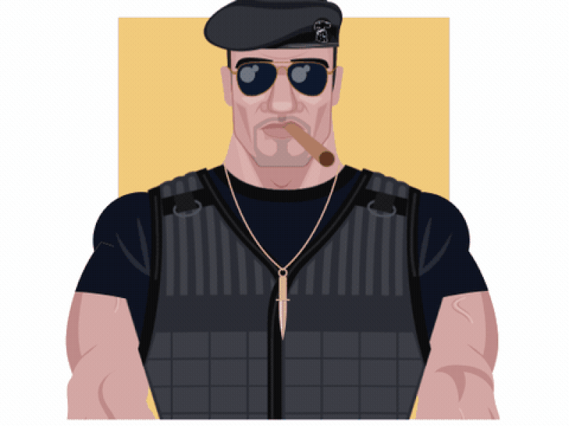 Expendables Sylvester Stallone animation character illustration muscle
