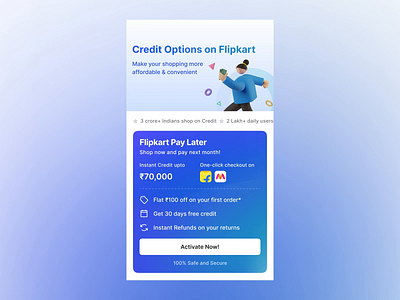 Credit on Flipkart adobe after effects app app animation app design credit credit card design e commerce emi flipkart flipkart design motion graphics pay later product design scroll animation shopping app ui ui animation ui card