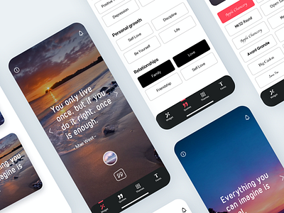 Widget mobile app clean design everyday meditation mobile photo quote ui ux widget