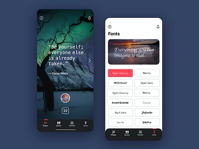 Widget app clean design mobile photo quote ui ux