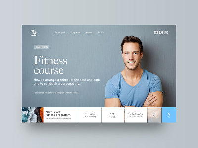 Fitness course clean course design fitness gray health site ui ux web