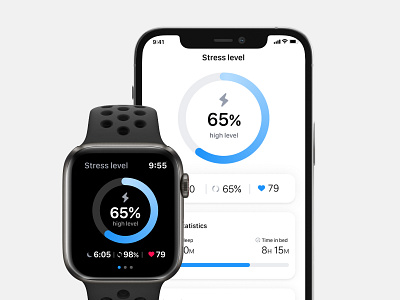 Stress control app clean design health healthtech meditation mobile sleep stress ui ux
