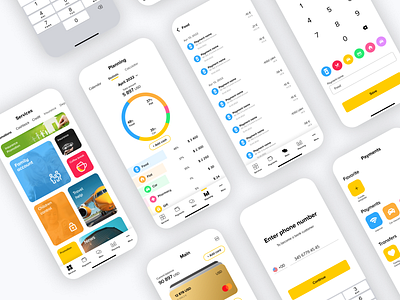 Banking app bank banking calculator finance loun money ui ui flat ux design