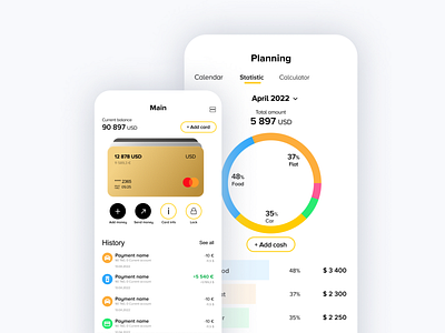 Banking app bank banking clean dashboard mobile money statistic ui ui flat