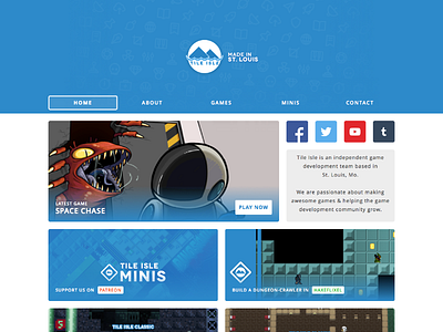 Tile Isle Website Redesign blue design flat gaming parallax simplistic subtle ui website