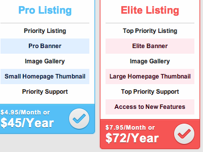 Listing Plans coaches loupe css3 plans pricing table