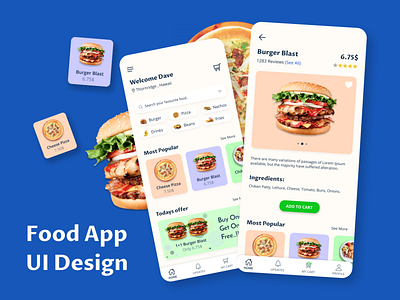 Concept of a Mobile Food Application beautiful design eats food app hungry illustration ui ux ziik