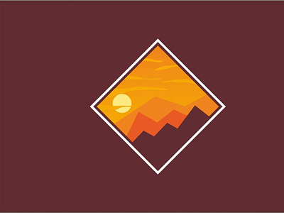 desert landscape flat illustration logo badge