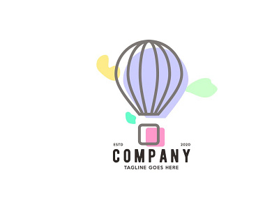 hot air balloon colorful logo design