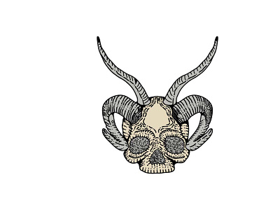 skull with horn tattoo design