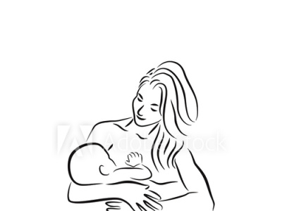 young mom breastfeeding logo vector