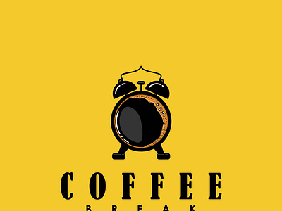 coffee break realistic coffee bubble and timer clock logo design