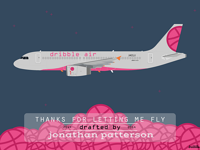 Dribble thank you aircraft clean debuts draft flat illustration invite plane