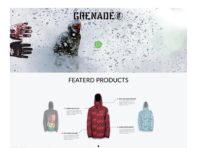 Grenade gloves Concept. GO SHREEDDDD clean flat layout snow sport web design white