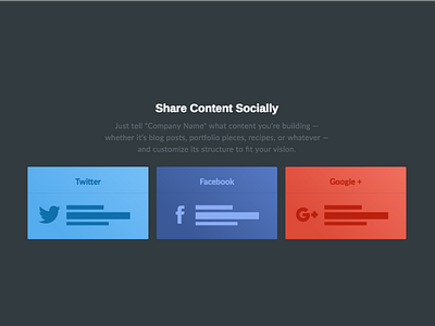 Social Share Cards cards clean dark facebook home page landing page moody share social twitter