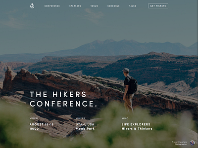 The Hikers Conference conference event free hero hiking landing page meetup outdoors template walking webflow