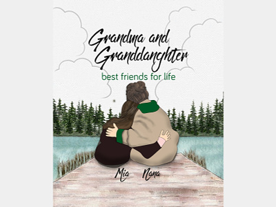 GRANDMA AND GRANDDANGHTER (vẽ bằng photoshop) illustration