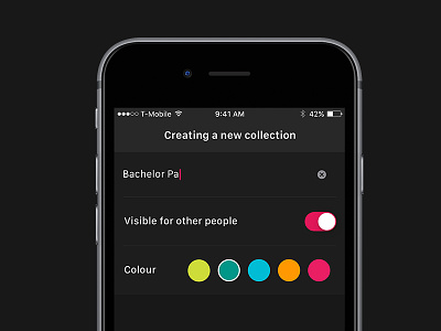Creating a new collection colour create design ios mobile music pulsor sf sleeve ui