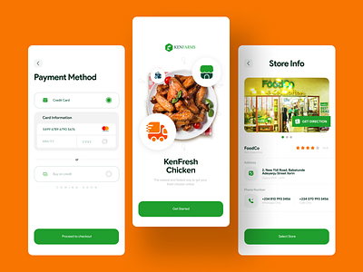 Chicken Delivery Store Mobile Application app branding chicken design food graphic design grocery illustration interface logo mobile mobileapp screen store typography ui ui ux icon mininmal crm menu ux vector