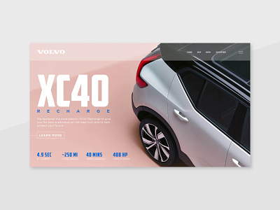 Volvo XC40 blue car electric electric car minimal pink ui unsplash ux volvo website xc40