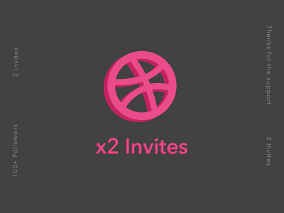 Dribbble | x2 Invites black dribbble followers invitation invites logo pink