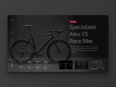 Layout 1.4 | Bike Landing Page bike black dark design e commerce landing page minimal red ui unsplash website