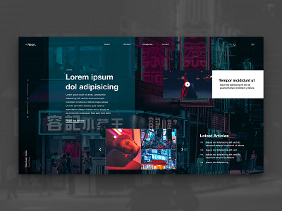 Layout 2.2 | Neon. Article site article city cyber design helvetica japan minimal neon neon lights night photography photoshop story ui unsplash ux website