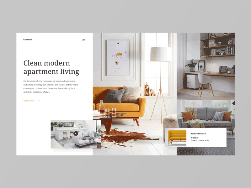 Layout 2.3 | Interior design article site animation animation interior landing design principle scandinavian skillshare ui ux website yellow