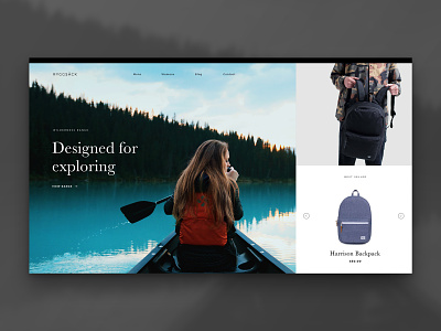 Layout 2.6 | Backpack store adventure backpack bags e commerce herschel kayak minimal store travel ui unsplash website